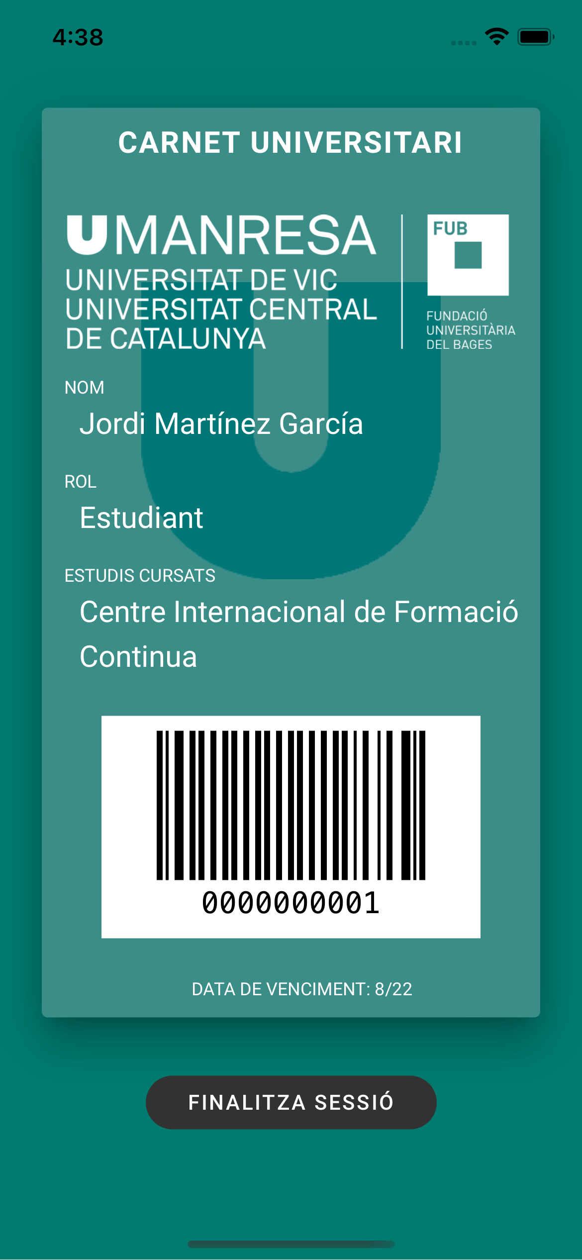 Pantalla app UManresa 2