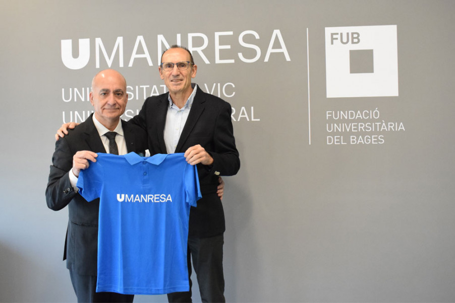Valentí Martínez i Miguel Pérez han signat el conveni entre UManresa i el Club Atlètic Manresa